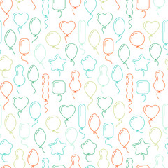 Vector seamless pattern with balloons of different shapes
