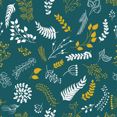 Seamless pattern vintage floral elements.