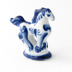 The horse. Figurine of a symbol of the year in gzhel style.
