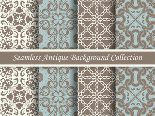 Antique seamless background collection brown and blue_93
