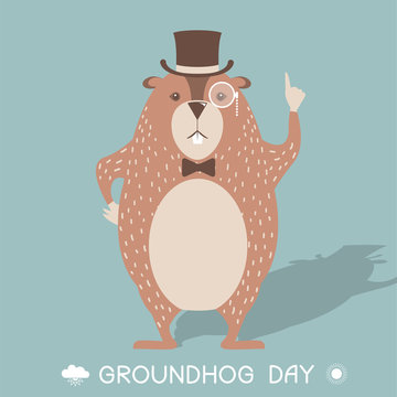 Happy Groundhog Day Card Illustration