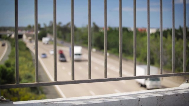 Blurred vehicle traffic on the Pacific Motorway, Australia.