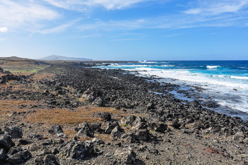 Coastal landscape in Easter Island, Chile