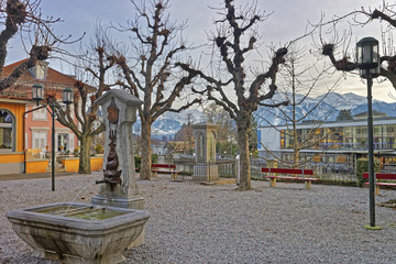 Fountain with Drinking water in Old City of Thun Embankment