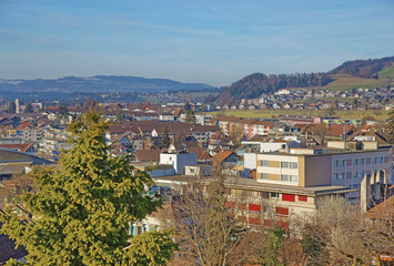 Obraz premium Panorama of modern part of the Thun City