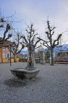 Fountain with Drinking water in Old Town of Thun Embankment