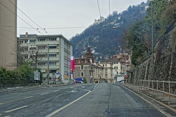 View from the road to Montreux city in Switzerland
