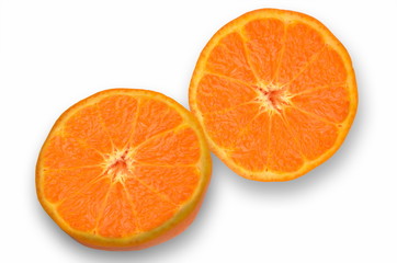 Half orange fruit on white background