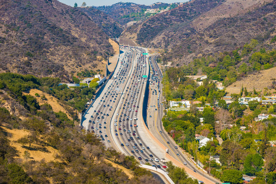 Los Angeles with busy freeway