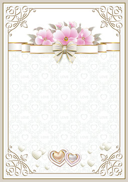 Frame with background of flowers and hearts for the anniversary