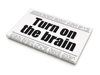 Studying concept: newspaper headline Turn On The Brain