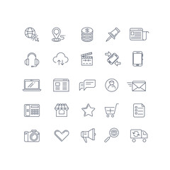 Internet marketing vector line icons set. Web marketing icon, internet business, marketing technology, e-commerce marketing illustration