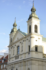 Fototapeta na wymiar Holy Spirit Church built in baroque style and located in the New Town of Warsaw, Poland
