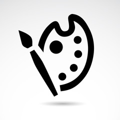 Fototapeta premium Paint, pallette and brush vector icon.