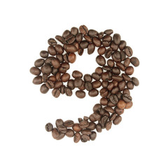 9 number made with coffee beans on a white background