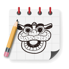 Chinese New Year; The dragon and lion dancing head doodle