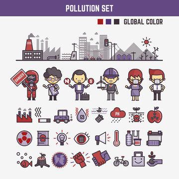 infographic elements for kids about pollution