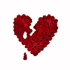 Fototapeta na wymiar Symbol of love - red heart made of flowers (February 14, Valenti