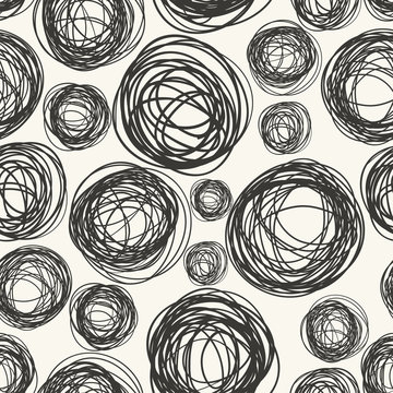 Seamless pattern with scribbles circles.