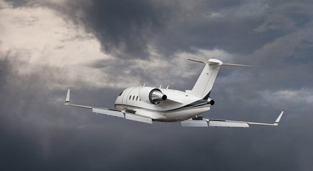 Fototapeta na wymiar Passenger jet flying in a stormy weather 