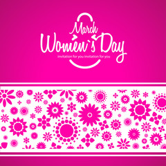 March 8 greeting card. Background for Womans Day