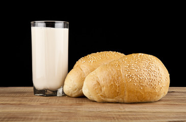 loaf and glass with milk