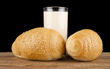 loaf and glass with milk