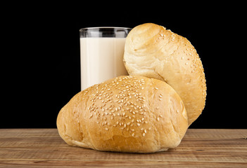 loaf and glass with milk
