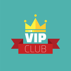 VIP club logo in flat style. VIP Club members only banner