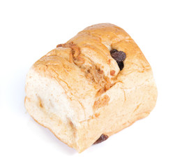 Bread,Raisin bread on white background.