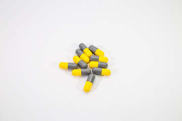 pill capsules on white background