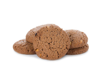 Chocolate chips cookie isolated on white