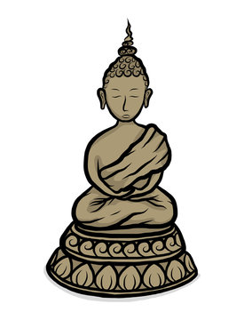 earthen buddha / cartoon vector and illustration, hand drawn style, isolated on white background.