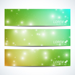 Set of the vector horizontal banners.  Background science, connection, chemistry, biology, medicine, technology. Modern design