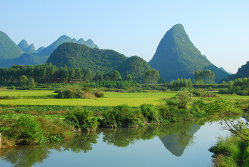 Beautiful Karst rural scenery in spring, China