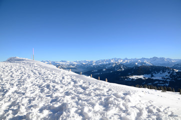 View of Swiss Alps from the Rigi Kulm in winter, Switzerland