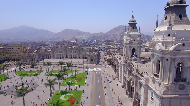 Flight over Main Square, Cathedral of Lima