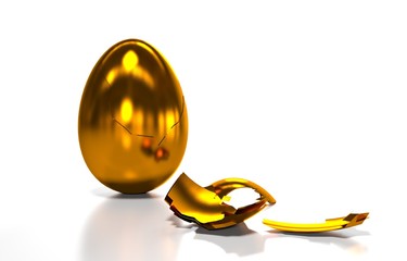 gold egg is in the broken shell