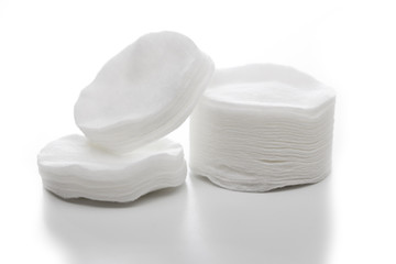 cotton pads on the white background