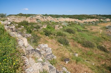 Fototapeta na wymiar Ruins fortification in the Selinunte, Sicily, Italy