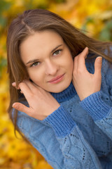 beautiful young woman closeup portrait outdoors