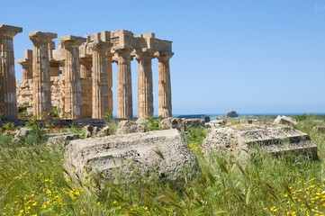 Greek temple ruins in the Selinunte, Sicily, Italy