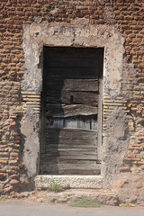 Ancient wood door. Rome, Italy