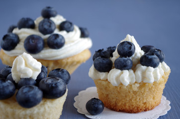 cupcake mit sahne und blaubeeren