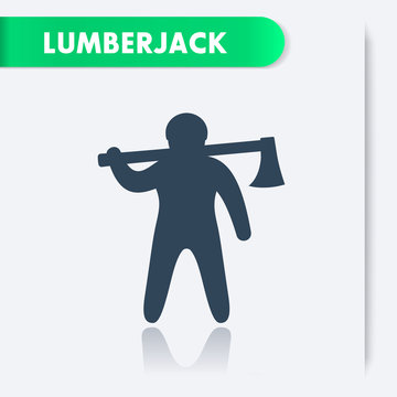 lumberjack icon, man with axe, woodcutter, lumberman, lumberer icon, vector illustration