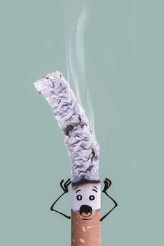 Burning cigarette and funny character