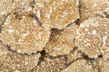Black truffles slices texture background