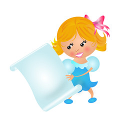 Girl with blank paper