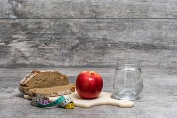 Diet Meal Wooden Grey Background