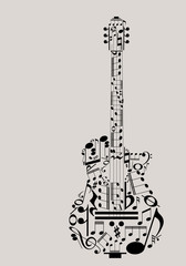 Music guitar concept made with musical symbols